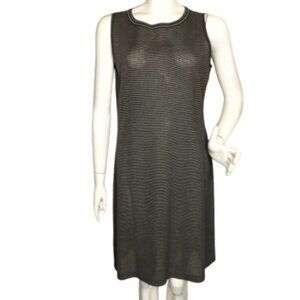 MISOOK Dress, M, Taupe/Black Acrylic, Sleeveless, Knee length, Loose knit